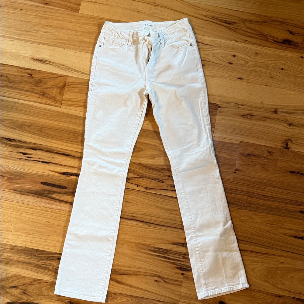 Frame Denim Women's Straight Leg Cream Jeans